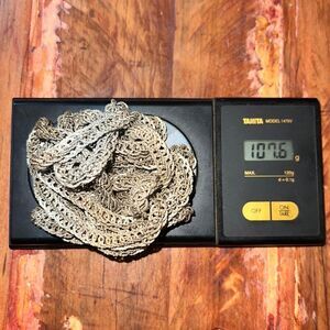 Huge 6 Ft Vintage Guatemalan Solid Silver Marriage Wedding Wrap Necklace